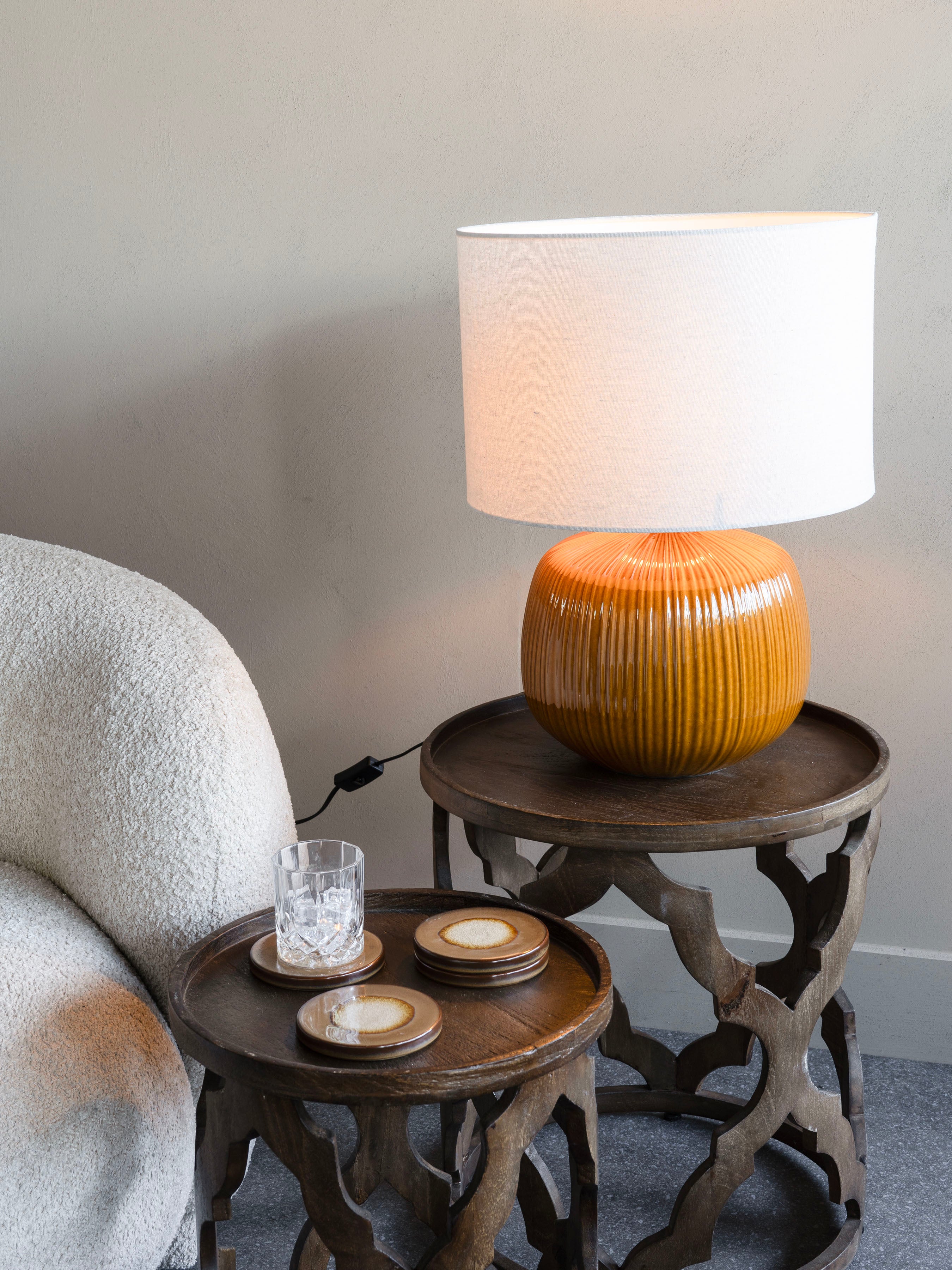 Bruno Ceramic Burnt Ochre Orange Table Lamp